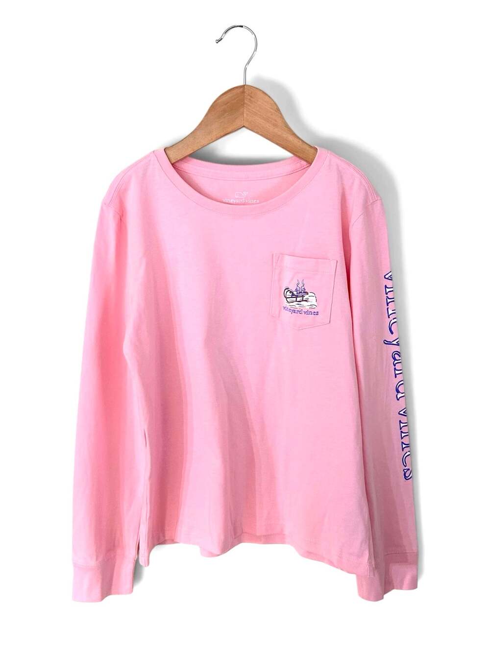 NWT Vineyard Vines Girls’ Long Sleeved Sleigh Ride Pocket Tee, Size 8-10